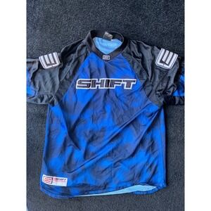 Shift Racing Motocross Jersey Blue Black Mesh Short Sleeve Logo Mens Large